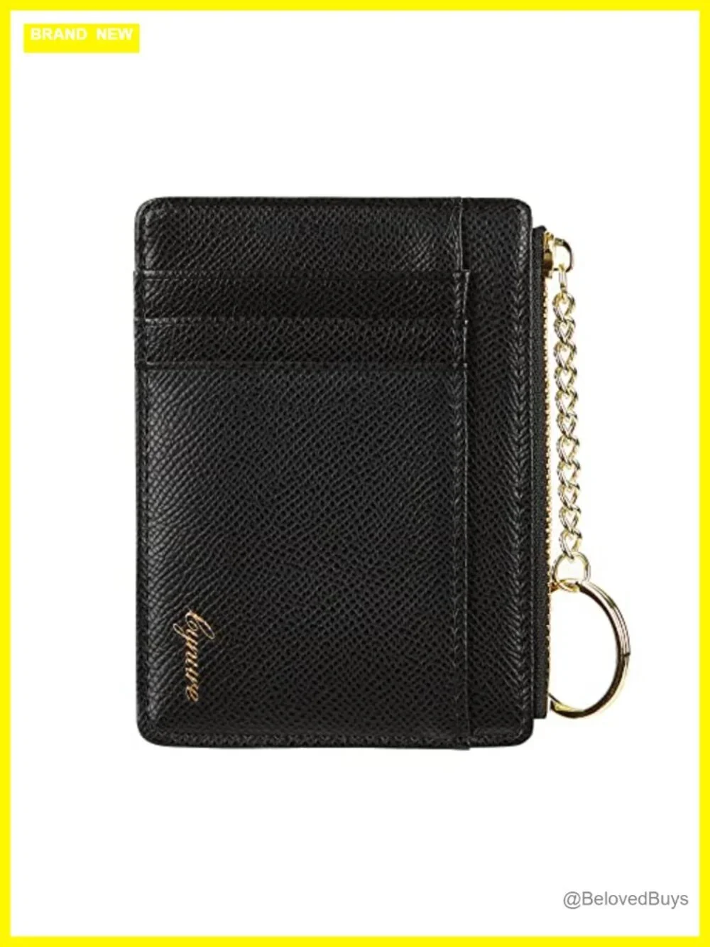 Slim Minimalist Card Holder Coin Purse with Keychain and ID Window